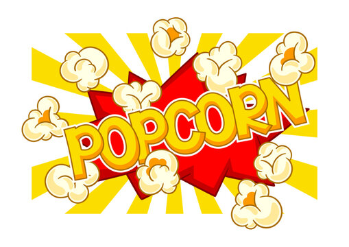 Background with popcorn. Image of snack food in cartoon style.