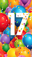 Seventeen Celebration: Festive Balloons Illustration