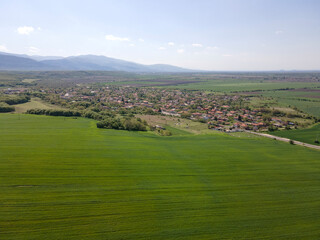 Fototapeta na wymiar Aerial view of Upper Thracian Plain near town of Asenovgrad, Bulgaria