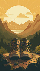 Hiking Boots on a Forest Trail: Generative AI Illustration
