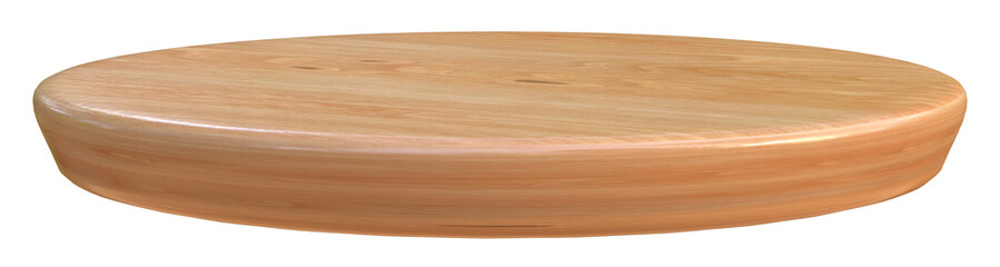 Wooden plate for product presentation isolated on transparent background