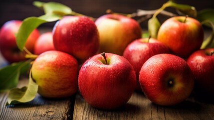 Fototapeta na wymiar Vibrant Close-up of Fresh Apples, Generative AI.