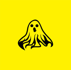 Ghost illustration logo design template