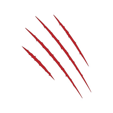 Bloody scratch. Animal claw marks. Flat vector illustration.