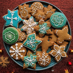 Fototapeta na wymiar christmas gingerbread cookies and gingerbread