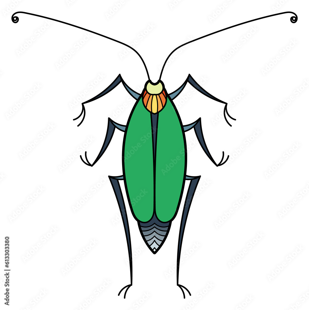 Wall mural Green cockroach icon. Decoartive insect. Wild bug