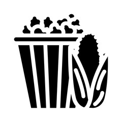 popcorn corn yellow glyph icon vector. popcorn corn yellow sign. isolated symbol illustration