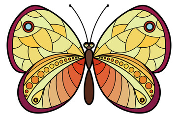 Color butterfly with fragile yellow wings. Ornamental moth