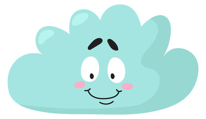 Cute cloud character. Smiling face kawaii weather