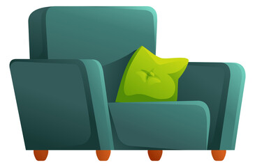 Soft armchair icon. Cartoon comfortable seat. House furniture