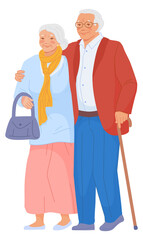 Old man and woman together. Happy senior couple