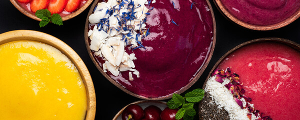 Different colorful smoothies