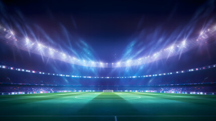 Fototapeta na wymiar Empty night grand soccer arena in the lights. stadium imaginary.