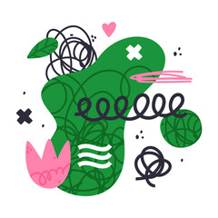 Abstract Composition with Bright Figure and Shape Collage Vector Illustration