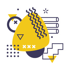 Abstract Composition with Geometric Figure and Bright Shape Collage Vector Illustration