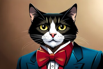  a dapper cat wearing a bow tie, adding a touch of sophistication and charm to your creative projects