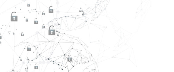 internet digital security technology concept for business background. Lock on circuit board