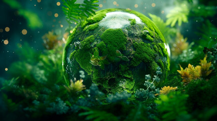 Obraz na płótnie Canvas Green planet ecology protection concept. Generative Ai. 
