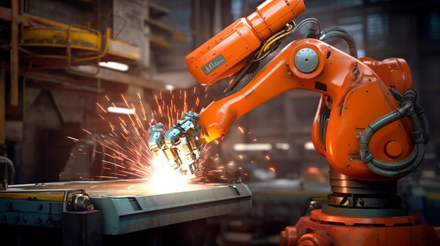 worker cutting steel. Generative Ai. 