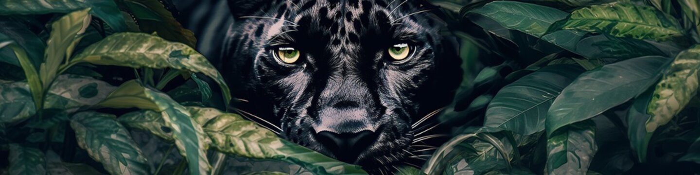 illustration,view phanter in the jungle,website header,generative ai