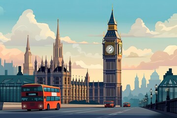 Obraz premium Illustration of London and the Big Ben