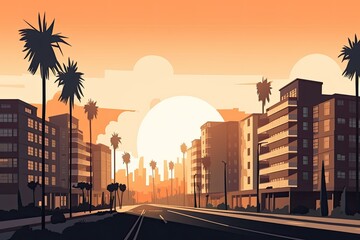 Illustration of Los Angeles  - obrazy, fototapety, plakaty