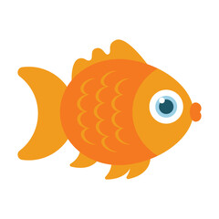 Cute goldfish on white background illustration.