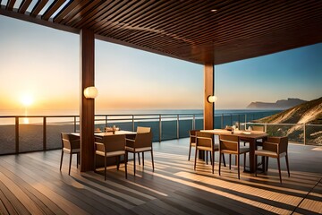 restaurant at sunset generated by AI technology 