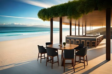 restaurant on the beach generated by AI technology 