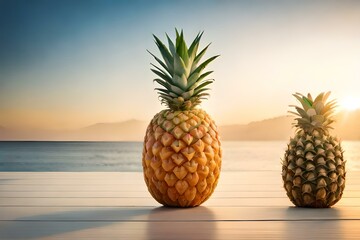 pineapple on the beachgenerated by AI technology