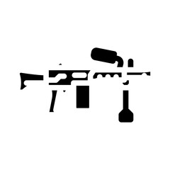 machine gun weapon military glyph icon vector. machine gun weapon military sign. isolated symbol illustration
