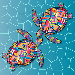 turtles in the sea