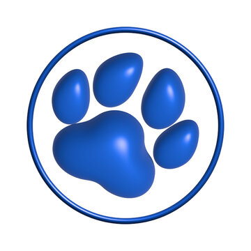 Paw logo blue color on white background