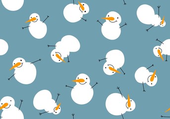 Christmas ice cartoon seamless snowman pattern for new year wrapping paper and fabrics and linens and kids clothes