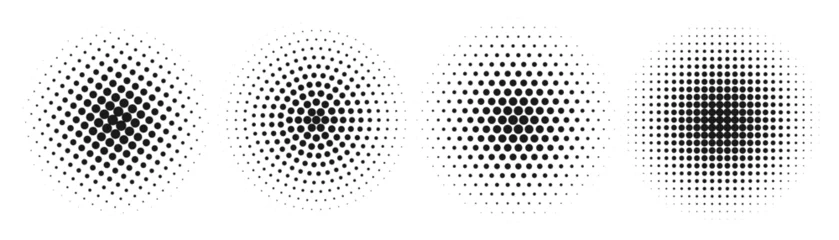 Fotobehang Retro compositie Set of halftone circles. Vector illustration.