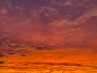 Bright Orange and Purple Sky and Clouds at Sunset