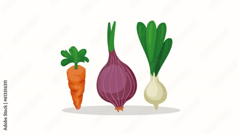 Canvas Prints three vegetables healthy food animation