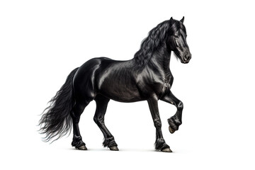 Obraz na płótnie Canvas Portrait illustration of a black friesian horse on white background