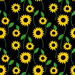 cute sunflowers seamless pattern