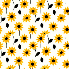 cute sunflowers seamless pattern