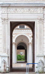 Urbino, Italy - 2023, May 5: The entrance portal of the Palazzo Ducale.