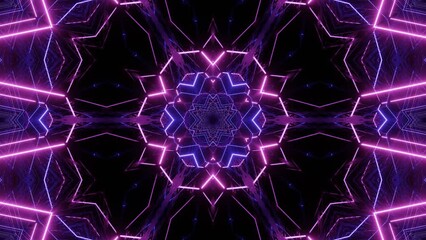 star symmetry. Abstract glow lines. Vj loop motion design kaleidoscope background. Abstract bg motion graphics 3d symmetrical glowing kaleidoscopic construction. Night club vj. Sci-fi background.