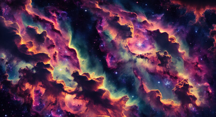 Fototapeta na wymiar Dazzling galaxy cloud nebula in space. a starry night sky, cosmology and astronomy. Wallpaper with a supernova background