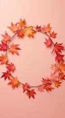 Obraz premium Autumn Background with Falling Leaves in Pastel Colors. Illustration AI Generative
