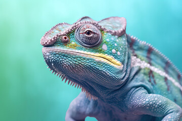 blue chameleon portrait