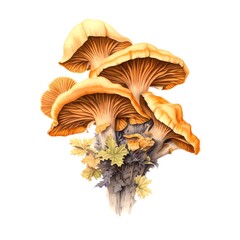 Fototapeta na wymiar Detailed Botanical Illustration: Artfully Sketched Mushroom Species in Their Natural Forest Environment