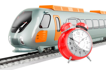 High speed train with alarm clock, 3D rendering