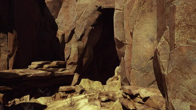 deep red stone cave scenery