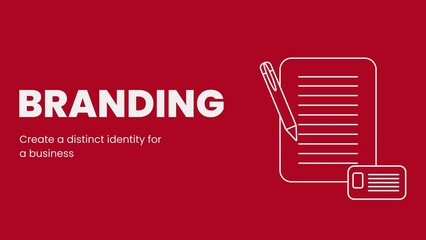 Branding 4K Video on Red Background. Stylish Identity Animation for Business and Marketing