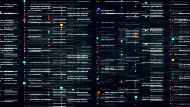 abstract global technology animated background, animation of generating hashcodes and geometric noise in crypto style, 4K tech background